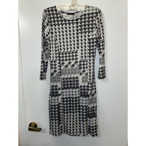 White and gray midi dress